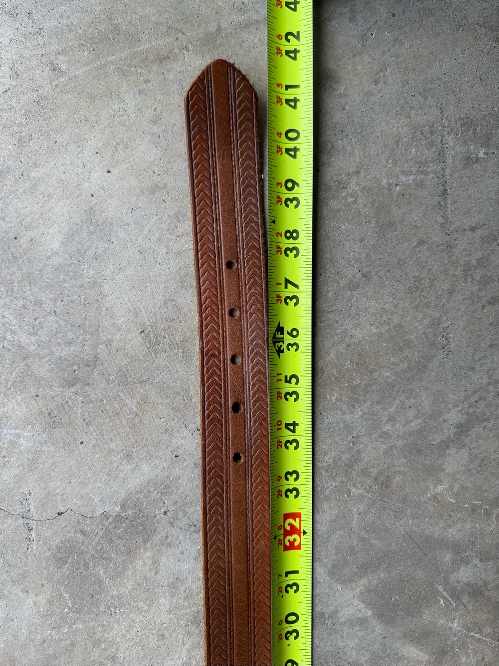 Old Navy Y2K Light Brown Embossed Leather Belt with Floral Metal Buckle Medium - Picture 8 of 10